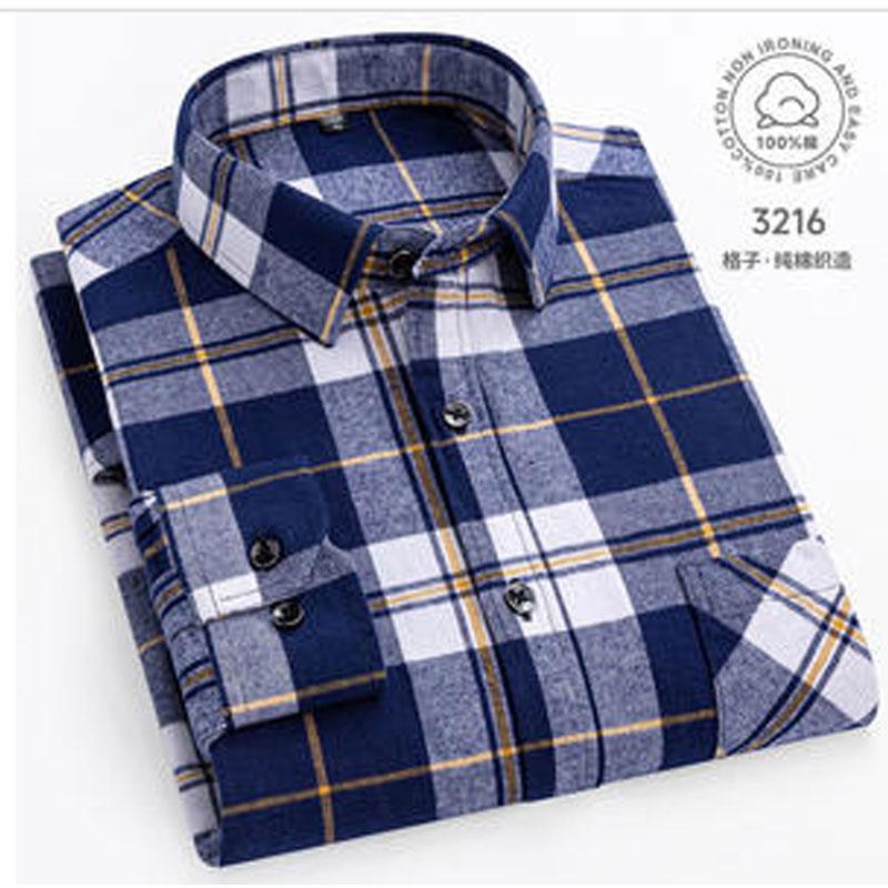 10XL 11XL 100% хлопок Осень Зима Рубашка для полных мужчин Длинный рукав высокое качество шерсть модная клетчатая повседневная немнущаяся