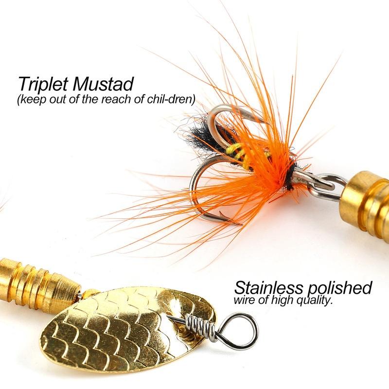 Fishing Spinners 4pcs Hard Metal Spinnerbaits Lures Kit for Bass Trout Walley with A Tackle Box