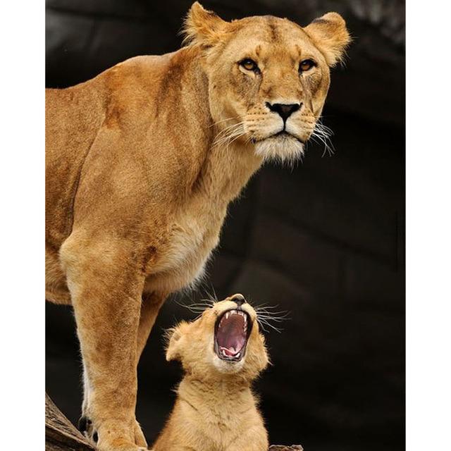 5D Алмазная картина Лев Мать и сын Набор для вышивки крестом Ручная алмазная вышивка Горный хрусталь