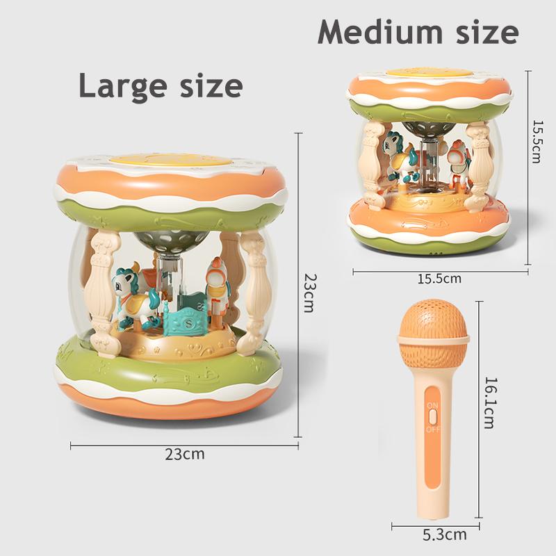 Детская музыкальная игрушка-карусель, вращающийся проектор, ручной барабан, Монтессори, ранняя обучающая сенсорная игрушка для пения, подарок для малышей, От 1 до 3 лет