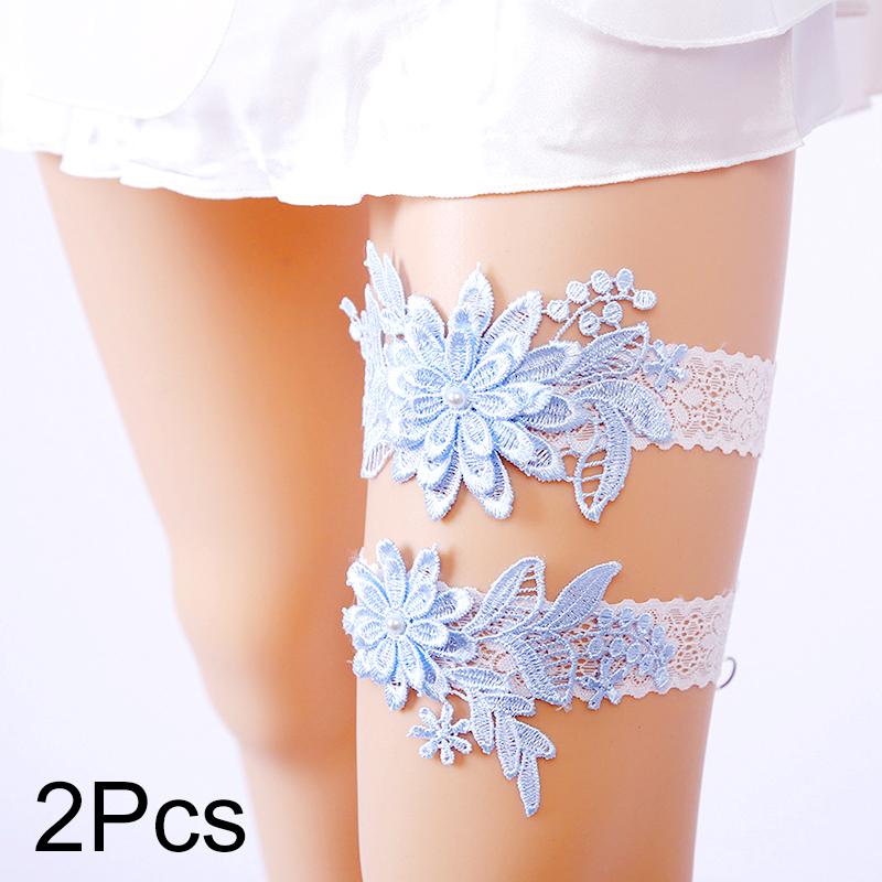 2 шт. свадебные подвязки для невесты кружевные цветы искусственный жемчуг эластичная петля для ног элегантная подвязка для бедра свадебное платье аксессуары