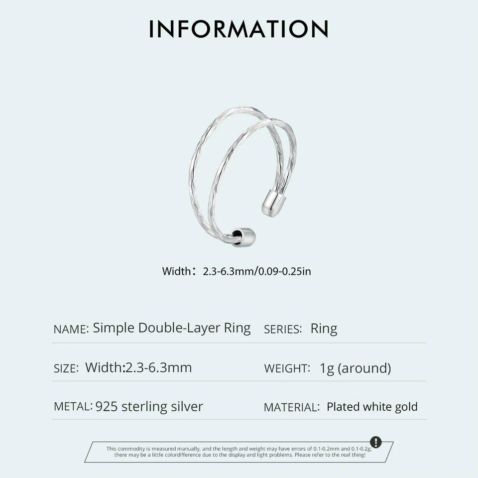 Многослойное кольцо BAMOER из стерлингового серебра 925 пробы для женщин, открытое регулируемое широкое кольцо для девочек-подростков, модные украшения