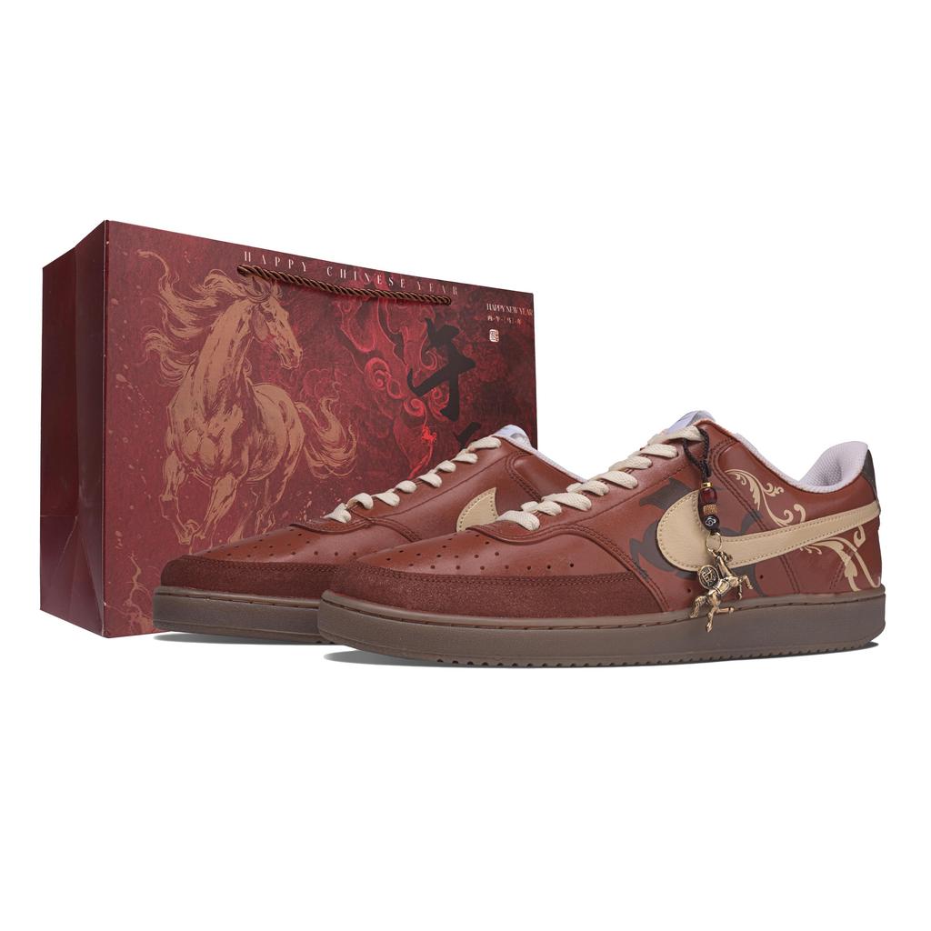 Nike Court Vision Crimson Gold Shadow Устойчивые к истиранию Устойчивые к истиранию Низкие кеды для скейтборда Мужские Красный HV2530-100(Команда1856-)