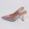 Женские туфли на высоком каблуке, цветные мюли с задним ремешком, женская обувь 2025, женские модные сандалии