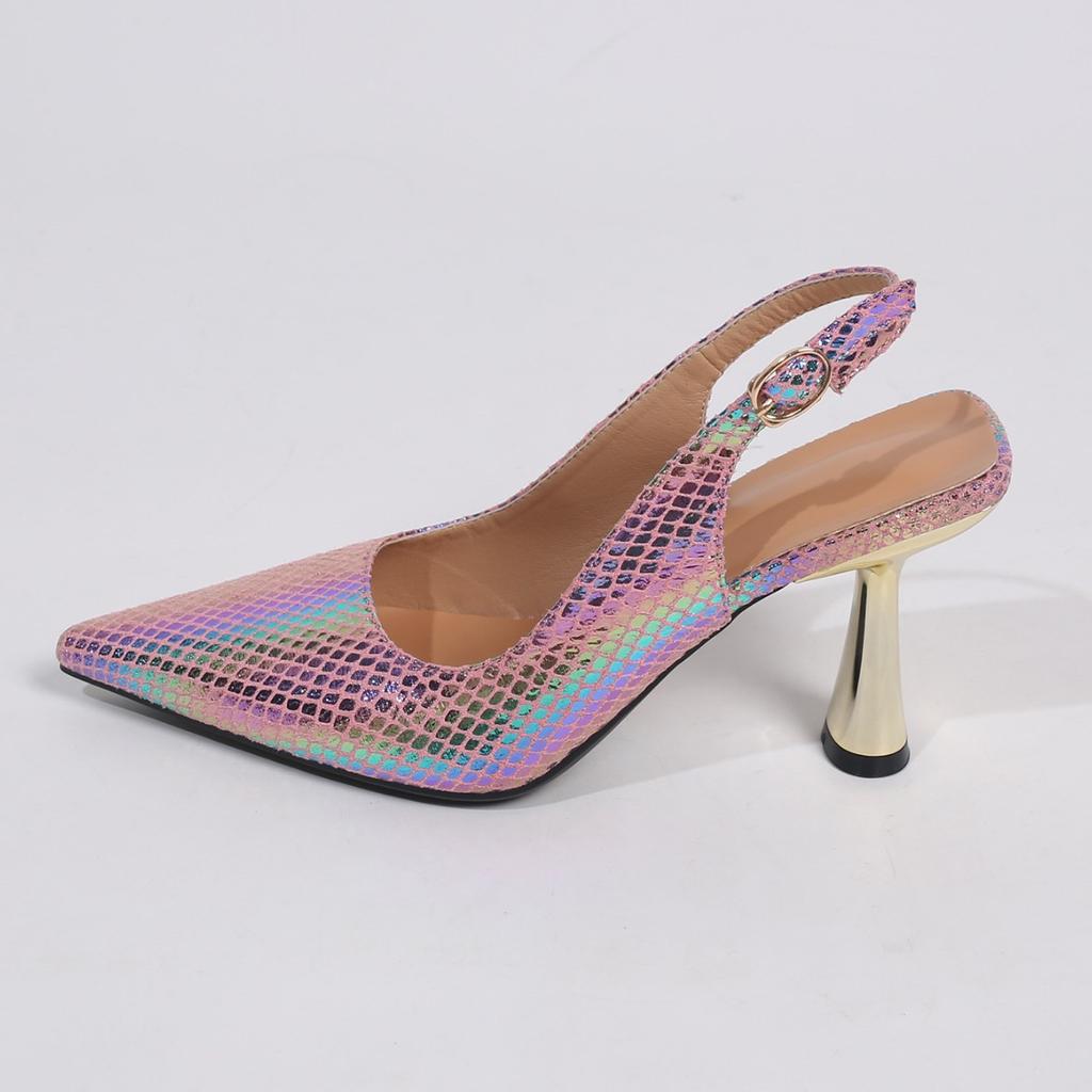 Женские туфли на высоком каблуке, цветные мюли с задним ремешком, женская обувь 2025, женские модные сандалии