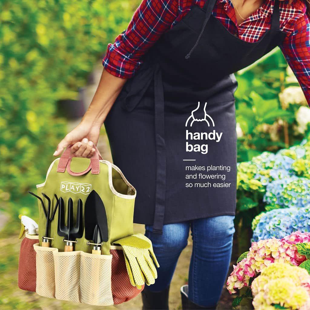 Gardening tools, 10 piece set, gardening tool kit, with bag and gloves, men's and women's gardening tool gifts