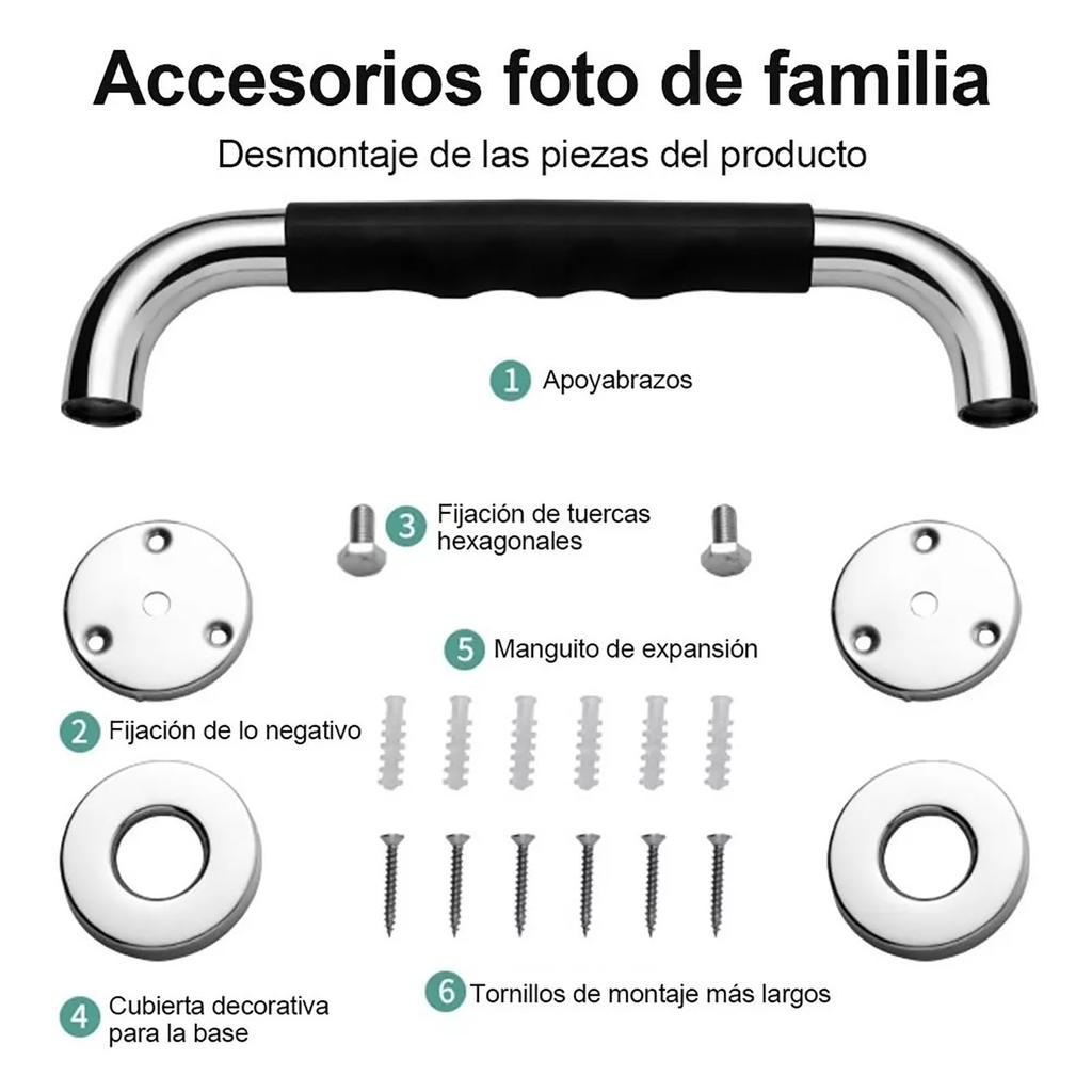 Shower Grab Bar 304 Stainless Steel Silicone Anti Slip Bathtub Handle for Elderly Senior Handicap