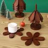 3/4Pcs Christmas Tree Trivets for Hot Dishes Tree Shape Bamboo Potholder with Holder for Pans