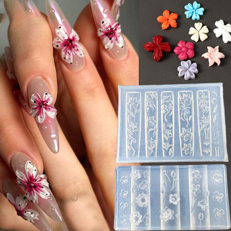 Cartoon Flower Shape Silicone Nail Mold Nail Stamping Nails Diy Nail Salon Design Stereoscopic Manicure Art Tool