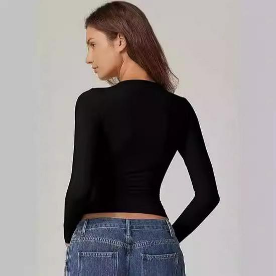 Европейские и американские женские пуловеры с длинным рукавом и круглым вырезом из молочного шелка