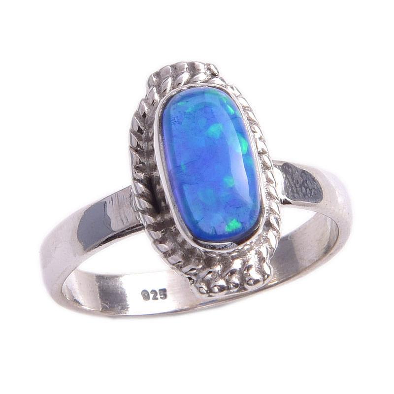 Кольцо из чистого серебра 925 пробы с натуральным эфиопским опалом ручной работы S.7 E9j87