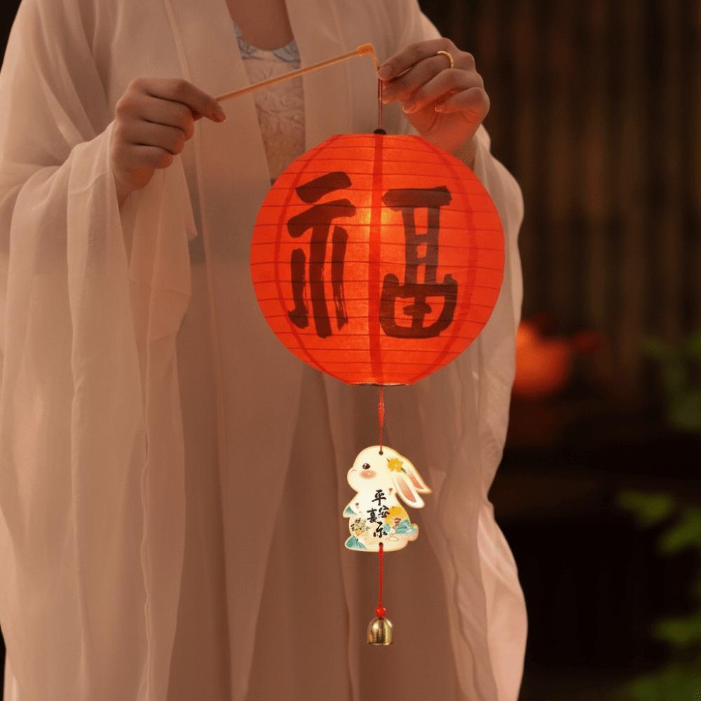 Cell Battery Operated Mid Autumn Lamp Paper Chinese Retro Lantern Paper Lantern Outdoor Event