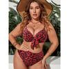 Sexy High Waist Plus Size Bikini Sets Leopard Dot Print Swimwear Women 2025 New Swimsuit Deep-V Bathing Suit Brazilian Biquini