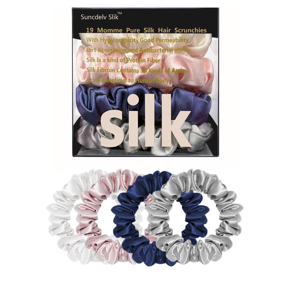 Резинки для волос из 100% чистого шелкового шелка, шелковые резинки для волос, резинки для волос, узкие резинки для волос, держатели для хвостиков, аксессуары для ухода за волосами