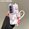 KEYSION Милый мультяшный чехол с ушками для VIVO Y19S 4G со шнурком Мягкий силикон+ПК Ударопрочная задняя крышка для телефона VIVO Y19S Pro