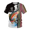 3D T-shirt with Digital Print Round Neck Short Sleeved Men's Fish Animal Pattern T Shirts