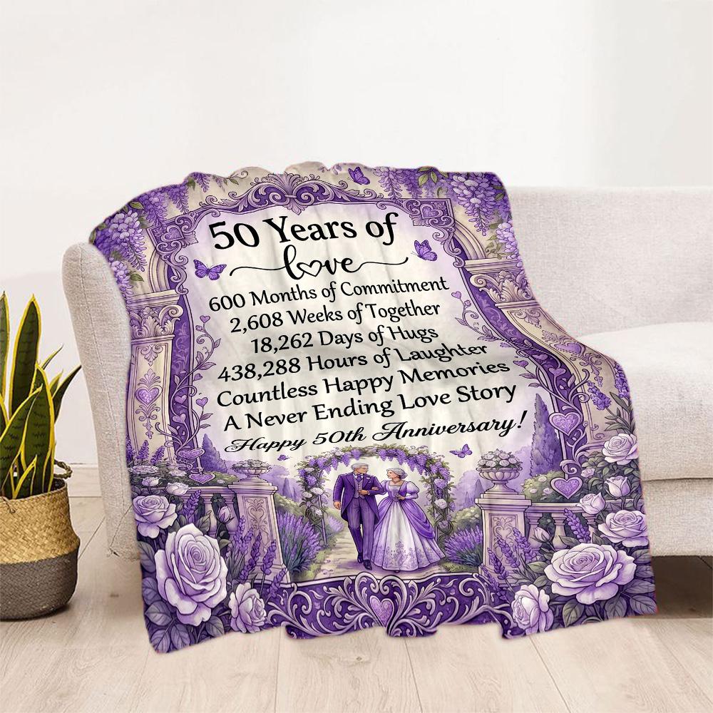 Princess 50th Birthday Celebration Flannel Blanket-Soft and Suitable for Sofas,Beds,Offices,Travel,All Seasons,Great Gift for Holidays and Birthdays.