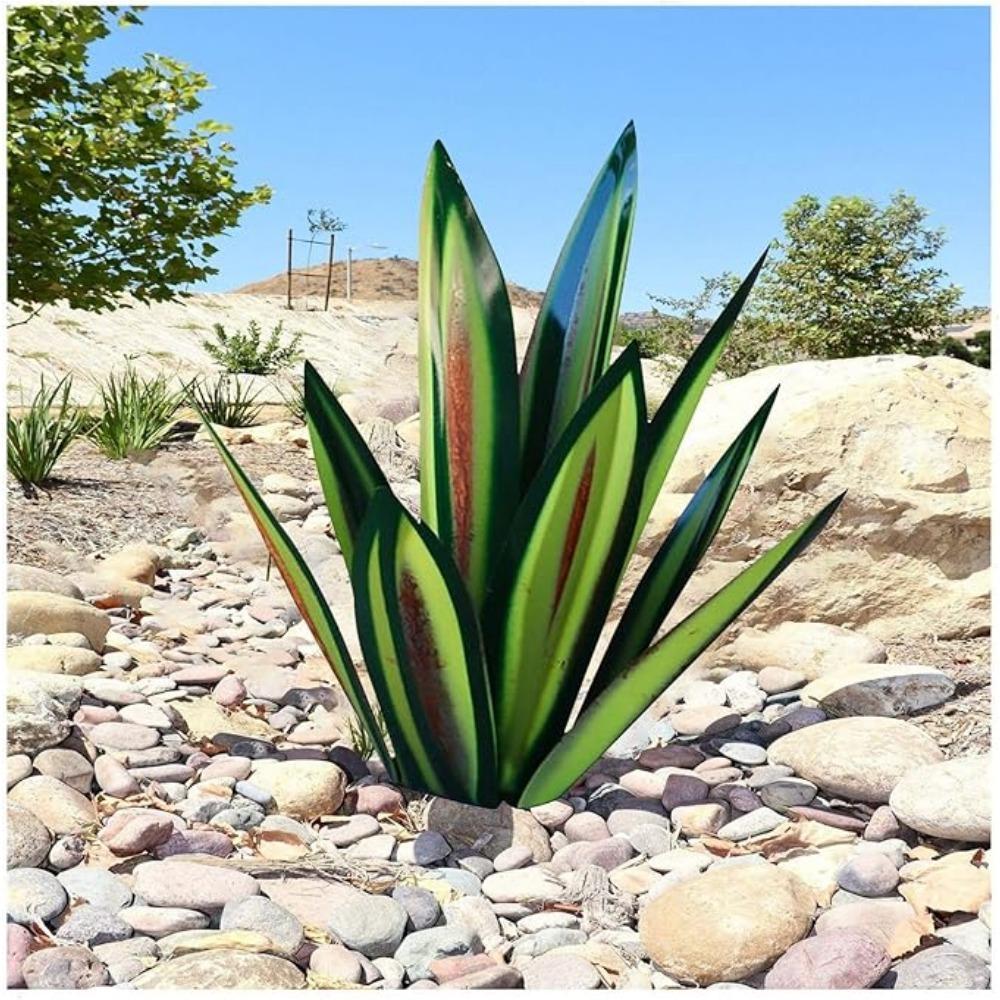 Большая скульптура из текилы в деревенском стиле, металлические растения для патио, двора, домашнего декора, ручная роспись, садовая статуэтка из агавы, украшение для газона, колышек, 27 см