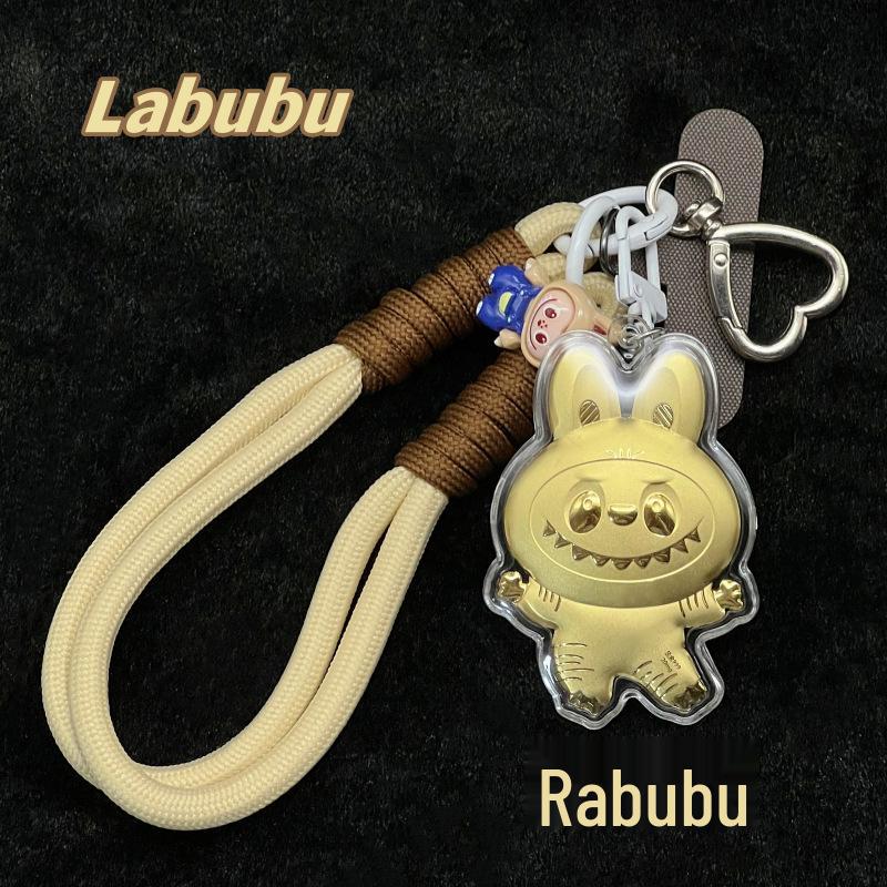 Шарм Labubu из чистого золота 999 пробы: Сумка, Шнурок для телефона, Подвеска в машину - Идеальный подарок для друзей и коллег