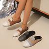 Модная женская обувь 2025 Лето Новая мода Круглый носок Декорация Полушлепки Комфорт Нескользящая Мягкая подошва Уличные Повседневные Сандалии