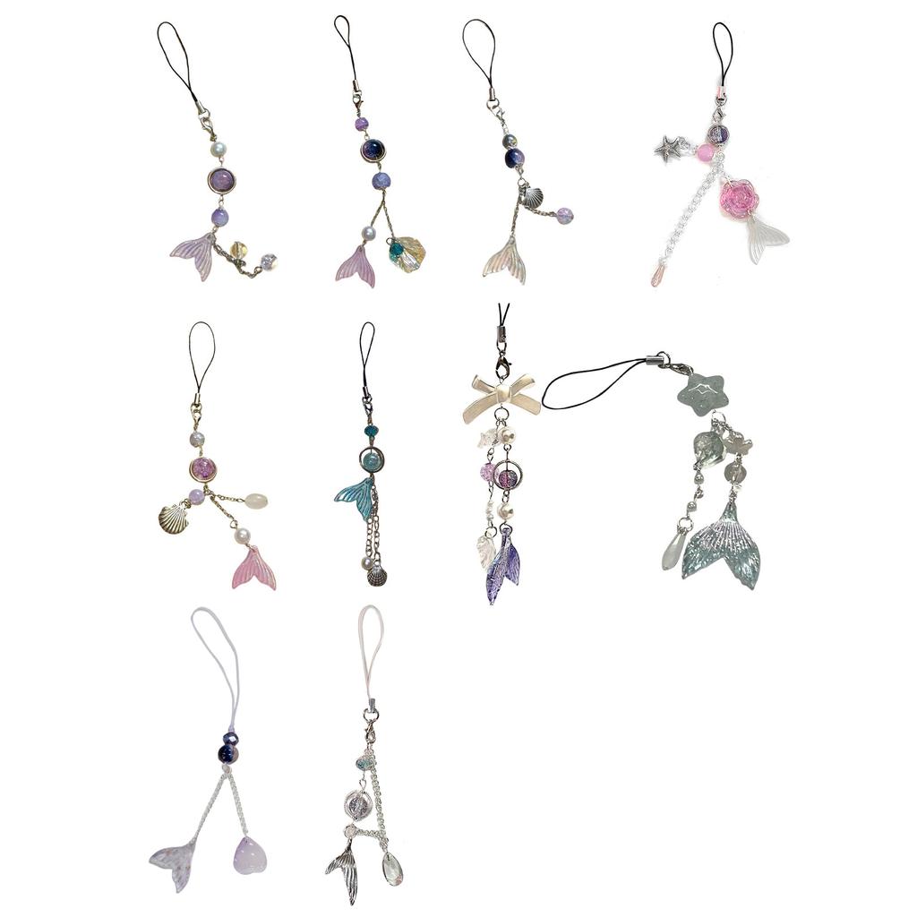 Трендовая цепочка для телефона из бусин ручной работы, универсальный бисерный шнурок для телефона, аксессуар, дизайн «рыбий хвост» для сумок и ключей