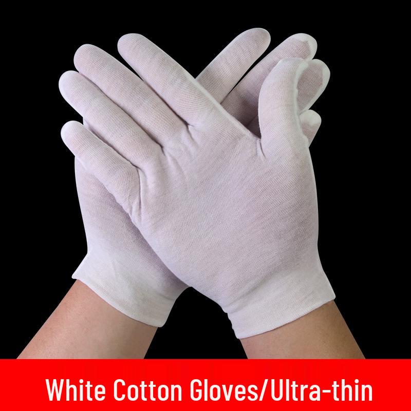 Unisex White Cotton Gloves for Beads and Driving - Breathable, Sweat-Resistant, Summer Wear