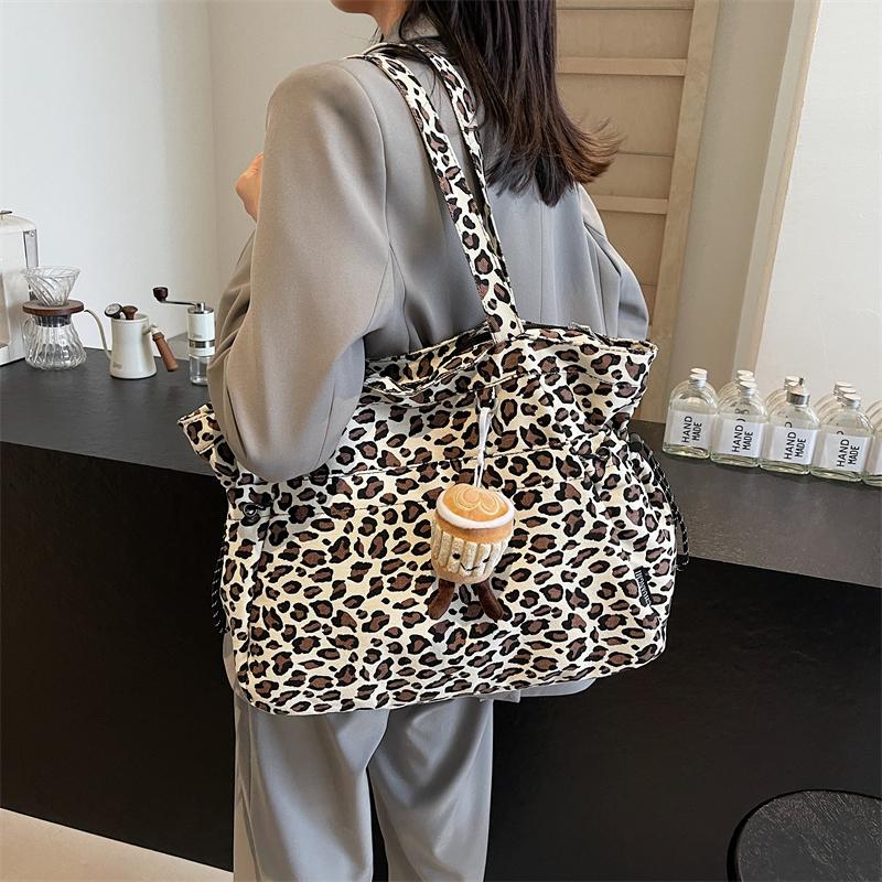 Холщовая сумка с леопардовым принтом, женская сумка-тоут большой вместимости, сумка через плечо