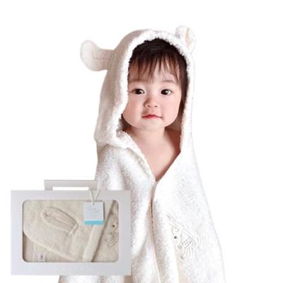 Подарочная коробка Contex Chouette Халат с капюшоном Полотенце Imabari Сертифицированный бренд Также подходит в качестве детского бассейна для купания или подарка на детский душ (59491-90) Полотенце, (слоновая кость)
