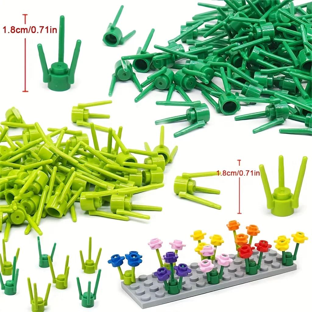 50 шт. Детали MOC 3741 Держатель стебля растения, цветка Строительные блоки Уличные растения, Цветы Декор Собранные кубики Игрушки для подарков