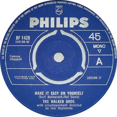 7-дюймовая пластинка WALKER BROTHERS - Make It Easy On Yourself BF1428 Philips 1965 UK Рок Б/У