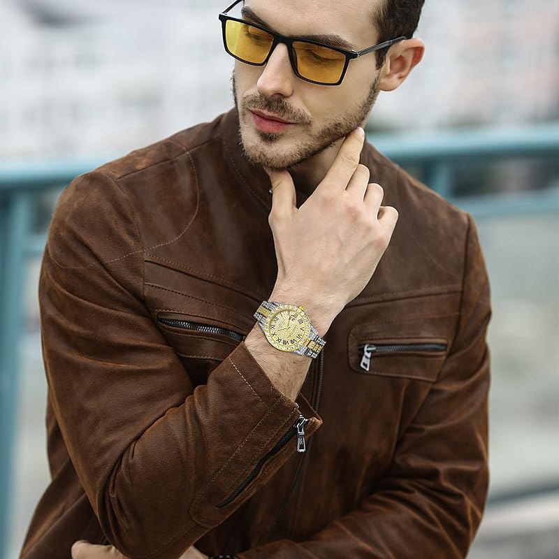 Часы мужские алмазные ромадзи аналоговые: календарь водонепроницаемые кварцевые часы простые Модные модные аксессуары - день рождения годовщина Рождество