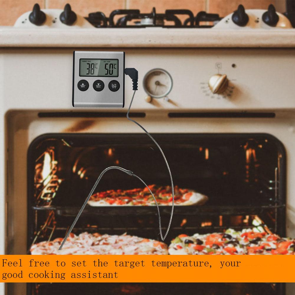 Mini Kitchen Digital Cooking Thermometer High Precision Meat Food Temperature Meter for Oven BBQ Grill Timer Function with Probe
