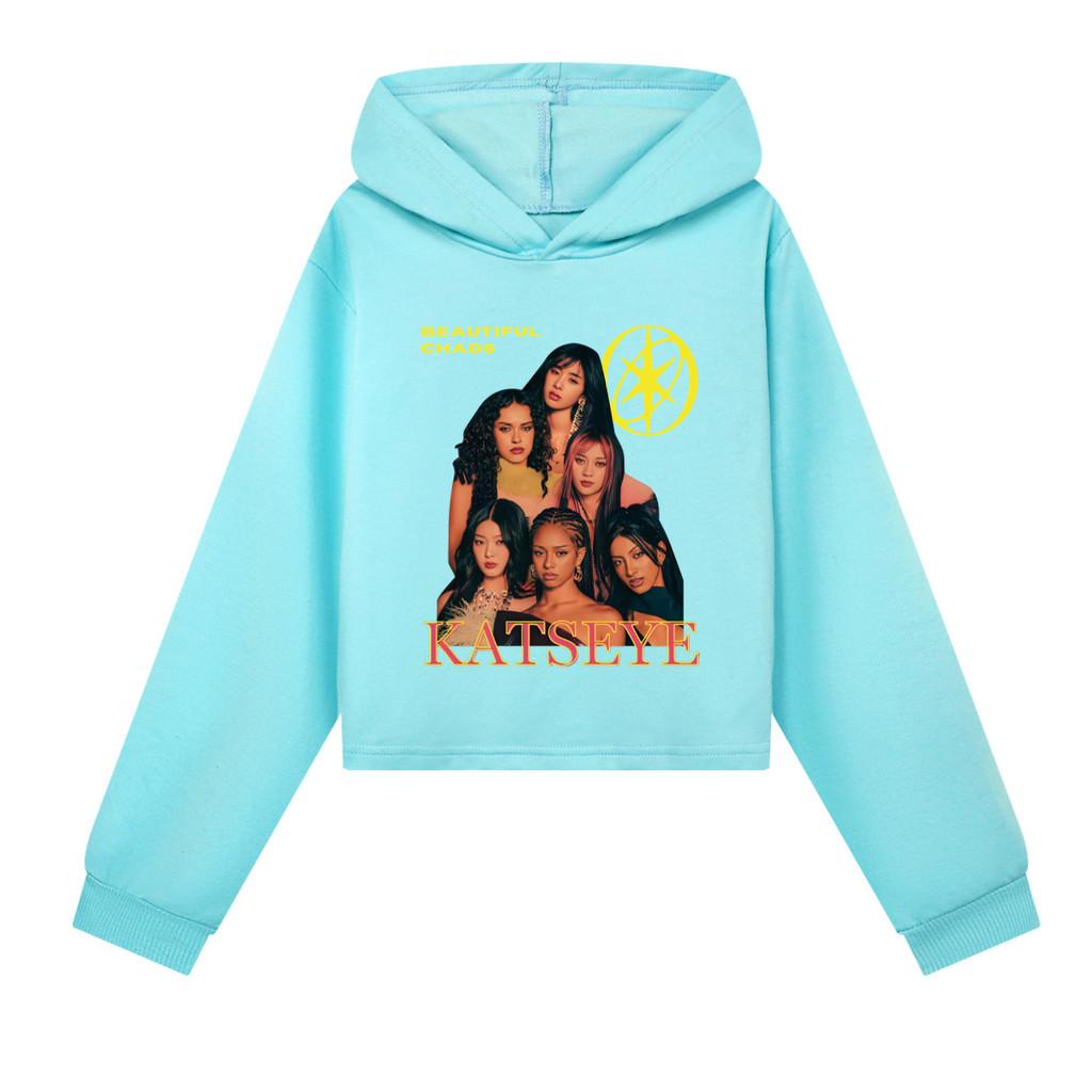 5346 Детские толстовки с длинными рукавами и принтом KATSEYE для девочек, осенне-зимние, повседневные