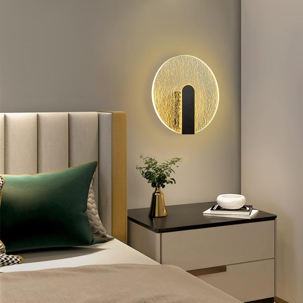 Легкий роскошный домашний настенный светильник, акриловый настенный светильник, круглый золотой светодиодный настенный светильник для гостиной, спальни, прикроватная лестница