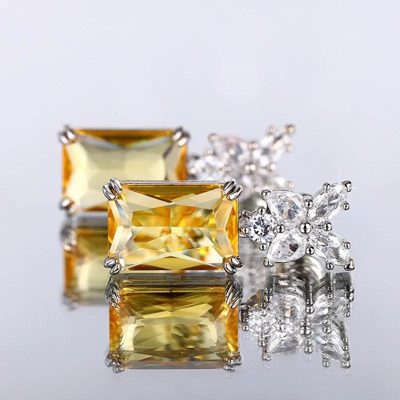 Women's Sparkling Water Drop Earrings Elliptical Geometric Zircon CZ Simple Luxury Engagement Fashion Jewelry Accessory