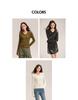 Women's spring pit stripe design pullover and base top with long sleeved knitted sweater and collar