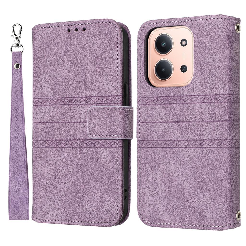For Xiaomi Redmi 15C 4G (EU) (173mm)/15C 5G (EU) (173mm)/Poco C85 4G (173mm) Case Wallet Leather Imprinted Phone Cover with Wrist Strap