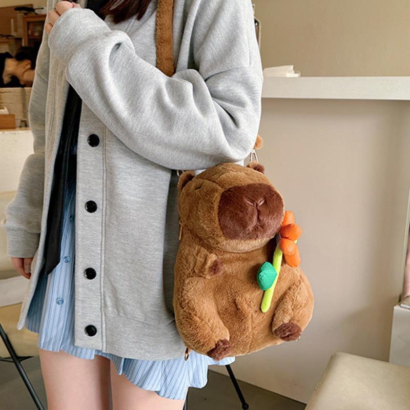 Fashionable Cute Casual Cartoon Capybara Bear Plush Backpack For Women