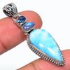 Natural Republic Larimar, Moonstone 925 Solid Sterling Silver Pendant 1.97" K3k22