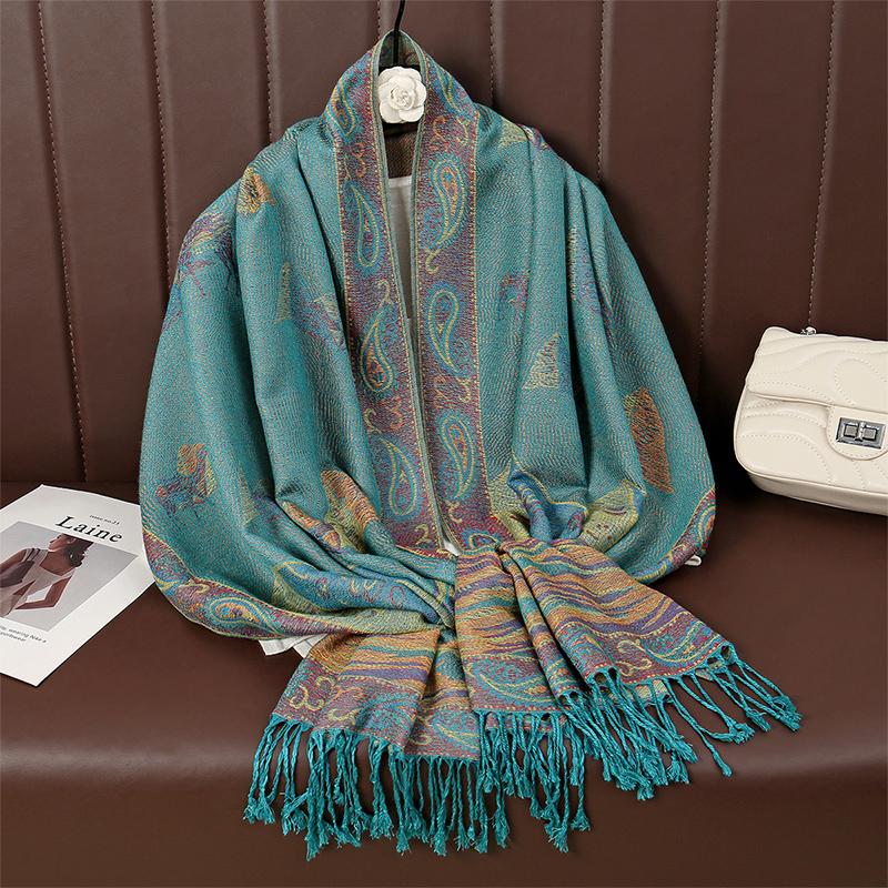 Пейсли Пашмина Шаль Шарф Женский Жаккардовый Кашемировый Принт Шарфы Цветы Бордюры Женский Кисточки Одеяло Накидки Этнические Шали