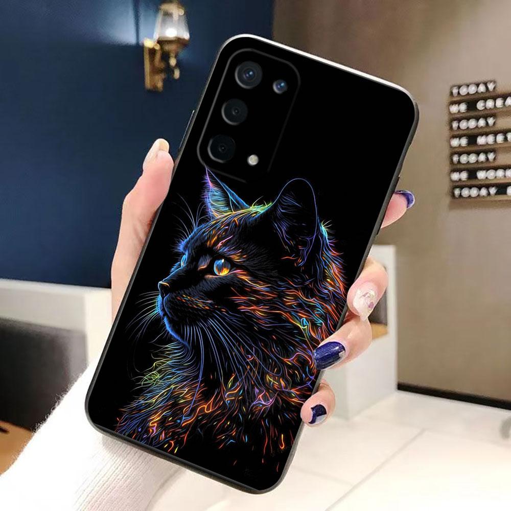 Черный кот Сверкающий глаз Чехол для телефона Для OPPO A9 A15 A17 A31 A38 A53 A54 A55 A57 A60 A73 A74 A79 A78 A92 A93 A94 A98 Чехол Funda Capa