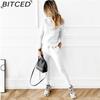 BITCED Осенне-зимний модный повседневный комплект из топа с высоким воротом и брюк для женщин