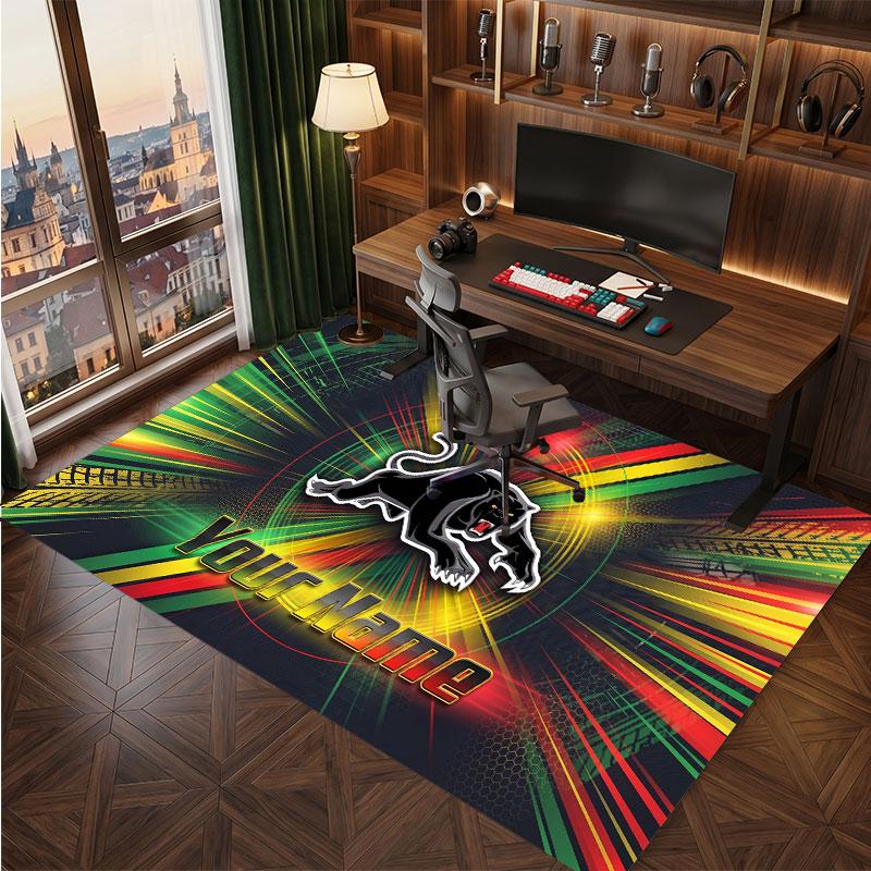Penrith Panthers Personalized Crystal Velvet Carpet, Customized Name Text Soft Anti‑Slip Rug for Living Room Bedroom
