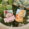 Carrot Hugging Rabbit Figurine 2Pcs Mini Animal Landscape Ornaments, Resin Small Sleeping Figurines Moss Micro-landscape Accessories for Succulents