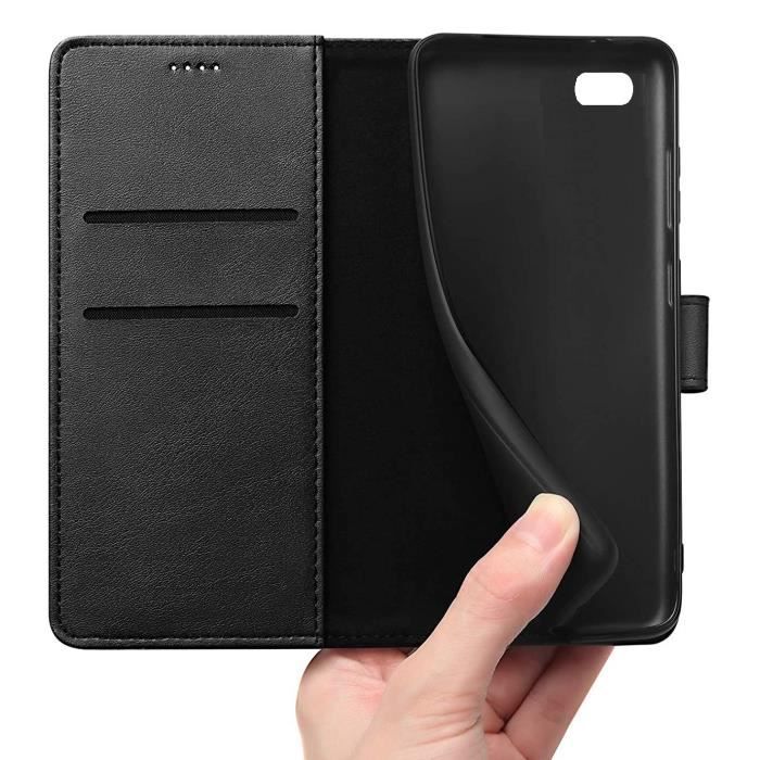 Чехол-кошелек - Phonillico® - iPhone SE 2020 / 7 / 8 - Черный - Эффект кожи - Подставка для видео