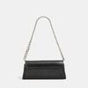 Leather pleated chain underarm bag women's new fashion versatile trendy high sense messenger baguette bag women
