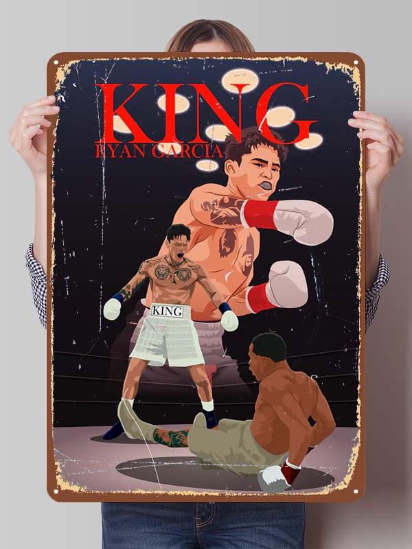 Райан Гарсия Боксер Металлические Знаки Эстетика Декора Комнаты Мужчины Индивидуальный Боксерский Постер Жестяные Таблички для Настенного Искусства Мужской Пещеры Винтажная Металлическая Табличка