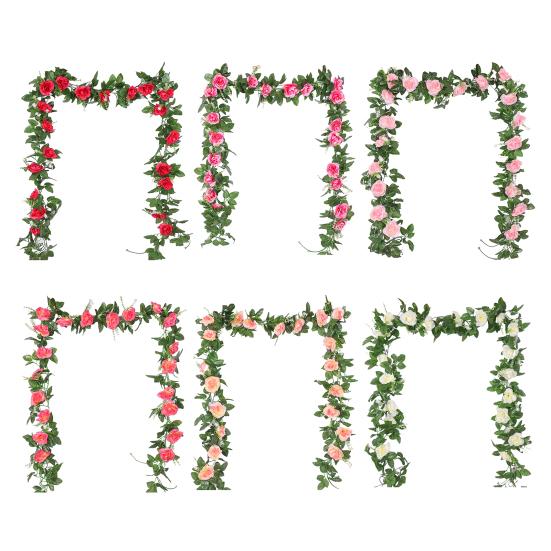 220 см искусственная розовая гирлянда реалистичная комнатная и уличная подвесная искусственная цветочная гирлянда растения виноградная лоза свадебная вечеринка весенняя каминная полка крыльцо лестница украшение