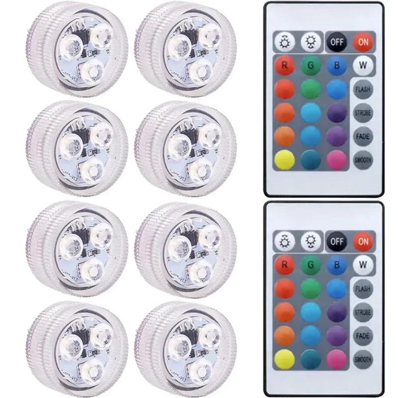 Водонепроницаемая подводная подсветка, Погружные светодиодные светильники, с пультом дистанционного управления, Лампа для ванны 16 цветов, Меняющие цвет, Душевые светильники