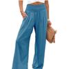Women's Fashion Loose Casual Solid High Waist Wide Leg Pants Casual Pants